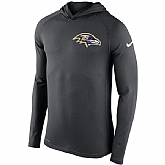 Men's Baltimore Ravens Nike Charcoal Stadium Touch Hooded Performance Long Sleeve T-Shirt,baseball caps,new era cap wholesale,wholesale hats